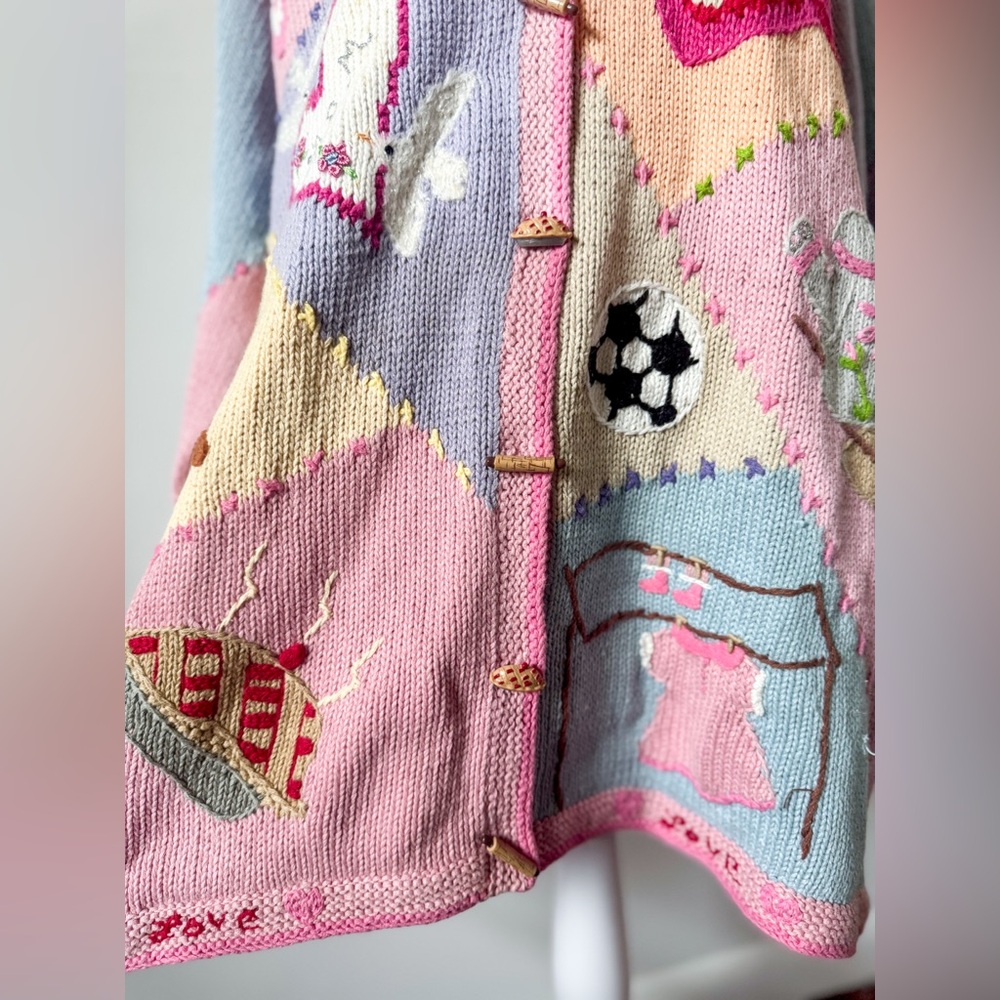SOLD Vintage Storybook Knits Mom Themed Cardigan - Picture 5 of 8